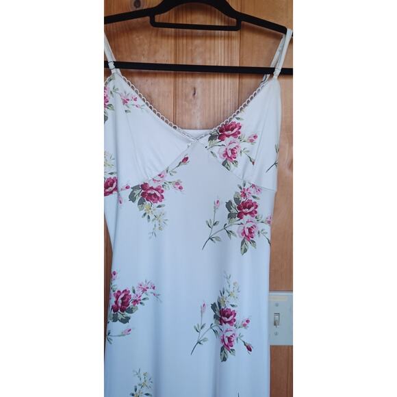 Y2K Baby Doll Maxi Slip Dress Size Small Cream Color Floral Pattern Coquette - Picture 5 of 9